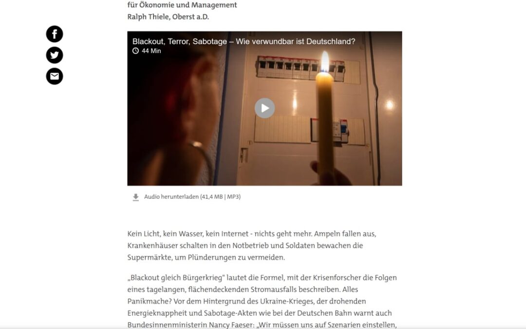 SWR 2 Forum: Diskussion zu Kritischen Infrastrukturen und Blackout